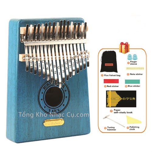 Đàn Kalimba Yael 17 Phím Gỗ Mahogany Y17M-BL (Xanh - Mbira Thumb Finger Piano 17 Keys)
